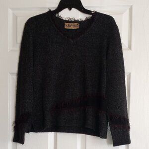 M. & KYOKO Charcoal Gray V-Neck Long Sleeve Sweater